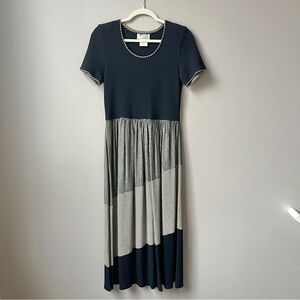 Vintage Jumper Dress Women's 8 Black Gingham Maxi Cottage Country 90s Prairie